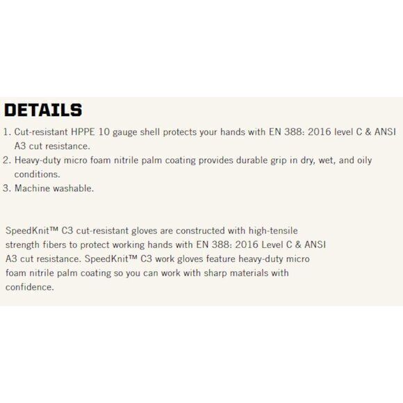 Mechanix Wear SpeedKnit C3 CUT & ABRASION Resistant Coated Work Gloves S/M NWT - Picture 5 of 14